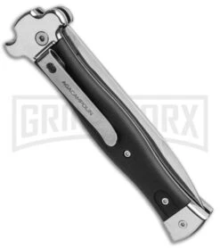 AGA Campolin Zero Black Coated Leverlock Automatic Knife - Bayo Polish Plain -Aga Campolin AGA Campolin Zero Bayo LL Auto Black Coated Polish AGA01LN LB BHQ 92041 jr side large