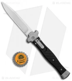 AGA Campolin Zero Bayo Leverlock Automatic Knife Carbon Fiber (3.75" Satin) -Aga Campolin AGA Campolin Zero CF LL Bayo BP 30461 jr bottlecap
