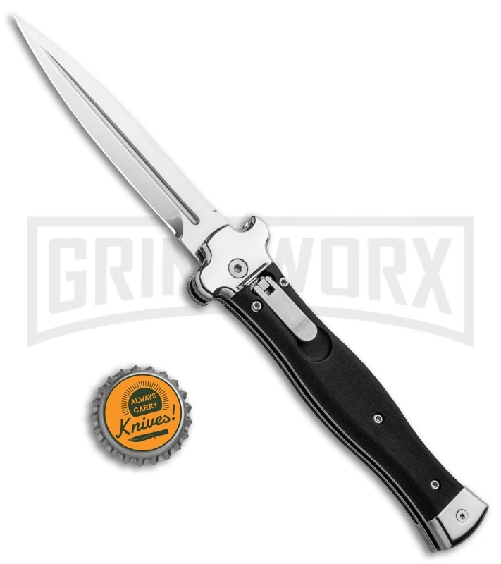 AGA Campolin Zero Black Coated Leverlock Automatic Knife - Dagger Polish Plain 5 AGA Campolin Zero Black Coated Leverlock Automatic Knife - Dagger Polish Plain - Image 4