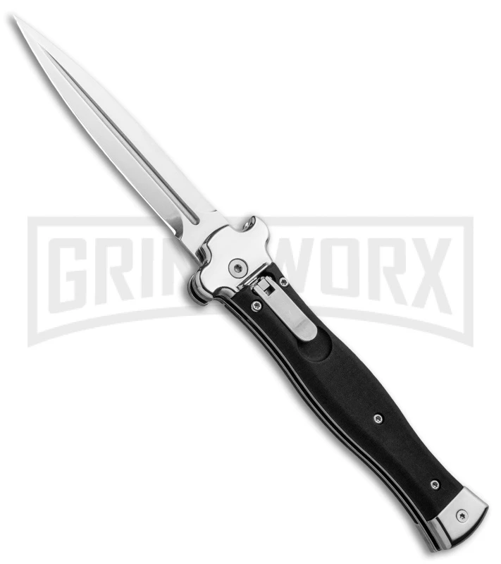 AGA Campolin Zero Black Coated Leverlock Automatic Knife - Dagger Polish Plain 2 AGA Campolin Zero Black Coated Leverlock Automatic Knife - Dagger Polish Plain