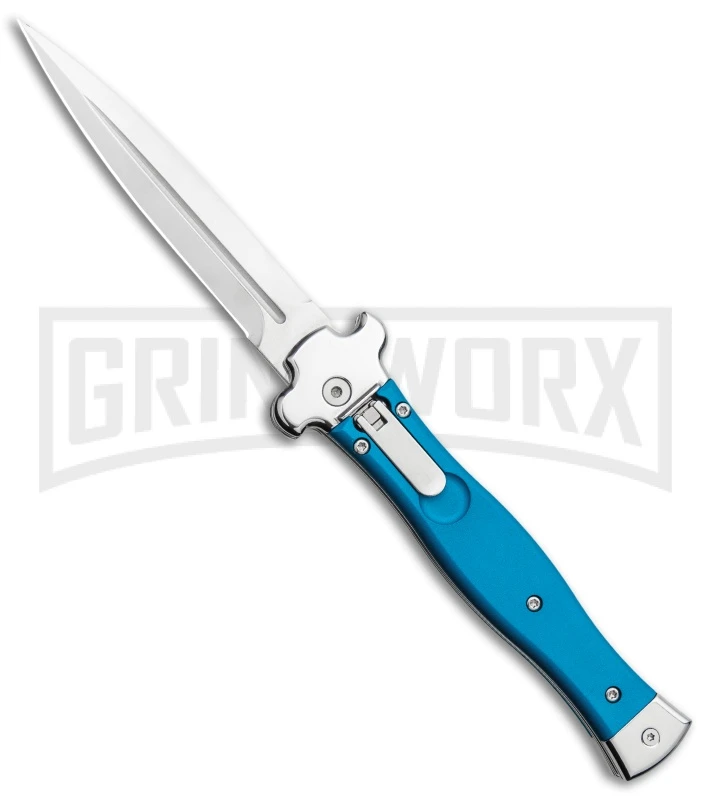 AGA Campolin Zero Blue G-10 Leverlock Automatic Knife - Dagger Satin Plain 3 AGA Campolin Zero Blue G-10 Leverlock Automatic Knife - Dagger Satin Plain