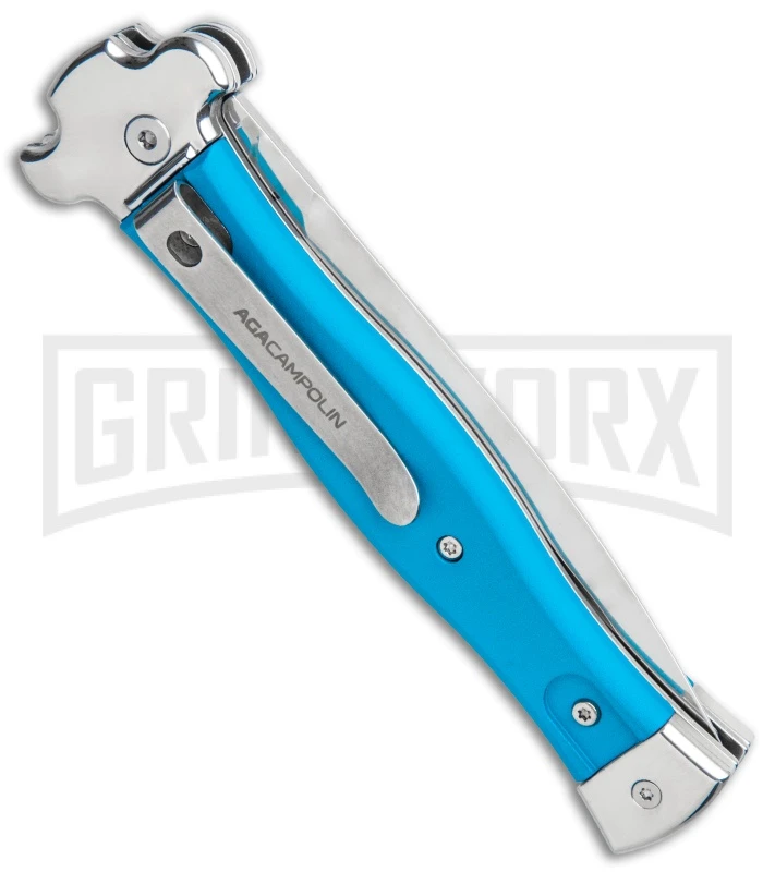 AGA Campolin Zero Blue G-10 Leverlock Automatic Knife - Dagger Satin Plain 5 AGA Campolin Zero Blue G-10 Leverlock Automatic Knife - Dagger Satin Plain - Image 3