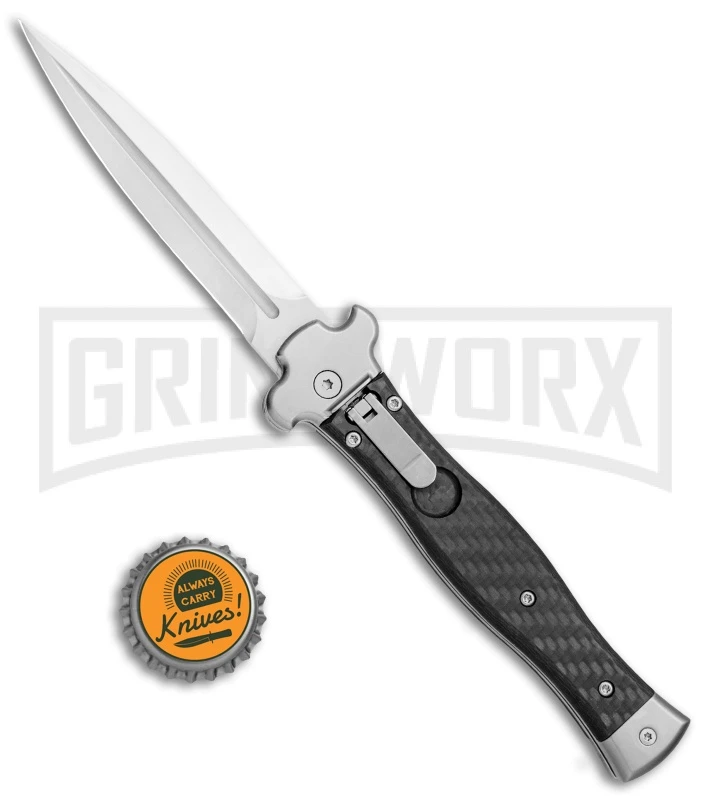 AGA Campolin Zero Carbon Fiber Leverlock Automatic Knife - Dagger Satin Plain 6 AGA Campolin Zero Carbon Fiber Leverlock Automatic Knife - Dagger Satin Plain - Image 4