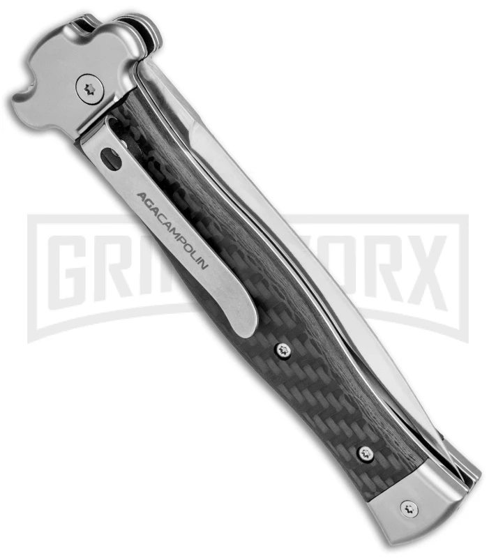 AGA Campolin Zero Carbon Fiber Leverlock Automatic Knife - Dagger Satin Plain 5 AGA Campolin Zero Carbon Fiber Leverlock Automatic Knife - Dagger Satin Plain - Image 3