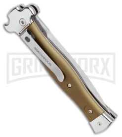 AGA Campolin Zero Green Aluminum Leverlock Automatic Knife - Dagger Satin Plain -Aga Campolin AGA Campolin Zero Dagger LL Auto Green Alum Satin AGA01ALOD LD BHQ 99415 jr side large