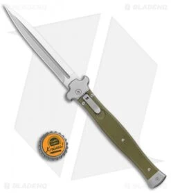 AGA Campolin Zero+ Dagger Leverlock Automatic Green G-10 (4.5" Satin M390) -Aga Campolin AGA Campolin Zero Dagger LL Auto Green G 10 Satin BHQ 134844 jr bottlecap