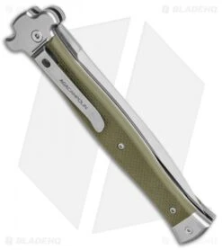 AGA Campolin Zero+ Dagger Leverlock Automatic Green G-10 (4.5" Satin M390) -Aga Campolin AGA Campolin Zero Dagger LL Auto Green G 10 Satin BHQ 134844 jr side