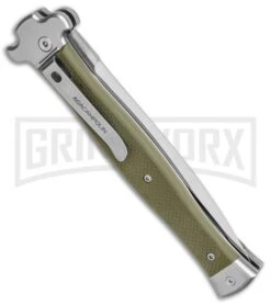 AGA Campolin Zero+ Green G-10 Leverlock Automatic Knife - Dagger Satin M390 -Aga Campolin AGA Campolin Zero Dagger LL Auto Green G 10 Satin BHQ 134844 jr side large