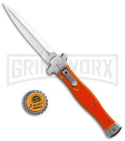AGA Campolin Zero Orange G-10 Leverlock Automatic Knife - Dagger Satin Plain -Aga Campolin AGA Campolin Zero Dagger Leverlock Auto Orange G 10 Satin AGA01O SD BHQ 94617 jr bottlecap large