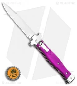 AGA Campolin Zero Italian Leverlock Automatic Knife Violet G-10 (3.75" Tumbled) -Aga Campolin AGA Campolin Zero Dagger Leverlock Automatic Knife Black G 10 3.75in Satin AGA01N SD BHQ 74035 LS Bottlecap 2