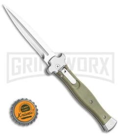 AGA Campolin Zero 10 Green G-10 Leverlock Automatic Knife -Dagger Satin Plain -Aga Campolin AGA Campolin Zero Dagger Leverlock Automatic Knife G10 Grn Coated 3.75 Polish BHQ 115850 LS Bottlecap large