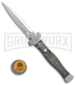 AGA Campolin Zero Green G-10 Leverlock Automatic Knife - Dagger Satin Plain -Aga Campolin AGA Campolin Zero Dagger green G10 satin BHQ 74939 er bottlecap large