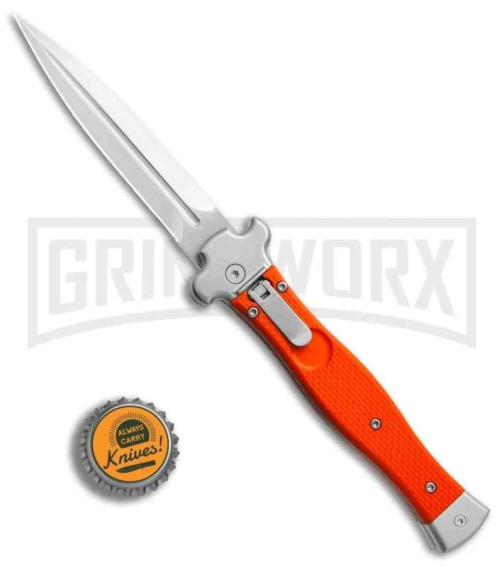AGA Campolin Zero Orange G-10 Leverlock Automatic Knife - Dagger Stonewash Plain 6 AGA Campolin Zero Orange G-10 Leverlock Automatic Knife - Dagger Stonewash Plain - Image 4