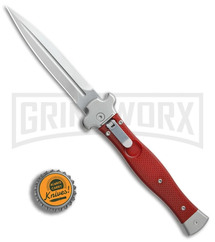 AGA Campolin Zero Red G-10 Leverlock Automatic Knife - Dagger Stonewash Plain 6 AGA Campolin Zero Red G-10 Leverlock Automatic Knife - Dagger Stonewash Plain - Image 4