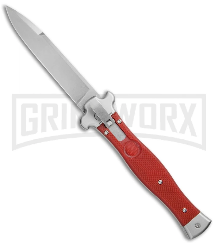 AGA Campolin Zero Red G-10 Leverlock Automatic Knife - Bayonet Stonewash Plain 3 AGA Campolin Zero Red G-10 Leverlock Automatic Knife - Bayonet Stonewash Plain