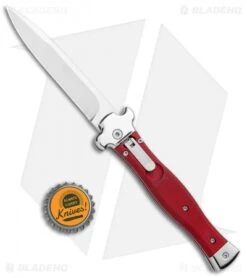 AGA Campolin Zero Italian Leverlock Automatic Knife Red Aluminum (3.75" Tumbled) -Aga Campolin AGA Campolin Zero Italian LL Auto Red Aluminum Tumbled BHQ 95350 jr bottlecap
