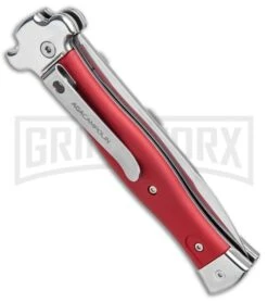 AGA Campolin Zero Red Aluminum Leverlock Automatic Knife - Bayonet Tumbled Plain -Aga Campolin AGA Campolin Zero Italian LL Auto Red Aluminum Tumbled BHQ 95350 jr side large