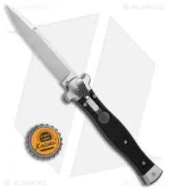 AGA Campolin Zero Italian Leverlock Automatic Knife Black G-10 (3.75" SW) -Aga Campolin AGA Campolin Zero Italian LL Black G 10 Satin AGA01N SWB BHQ 74949 jr bottlecap