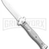 AGA Campolin Zero Gray Aluminum Leverlock Auto Knife - Bayonet Tumbled -Aga Campolin AGA Campolin Zero Italian LL Gray Aluminum Tumbled AGA01ALP B BHQ 97991 jr large