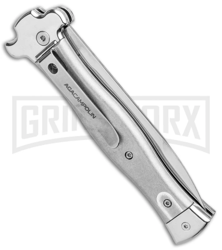 AGA Campolin Zero Gray Aluminum Leverlock Auto Knife - Bayonet Tumbled 5 AGA Campolin Zero Gray Aluminum Leverlock Auto Knife - Bayonet Tumbled - Image 3