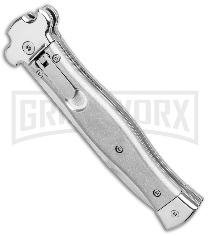 AGA Campolin Zero Gray Aluminum Leverlock Auto Knife - Bayonet Tumbled 4 AGA Campolin Zero Gray Aluminum Leverlock Auto Knife - Bayonet Tumbled - Image 2