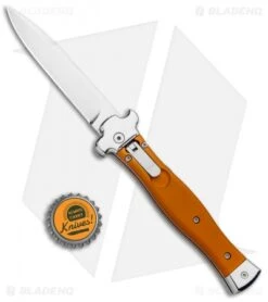 AGA Campolin Zero Italian Leverlock Automatic Knife Orange Al (3.75" Tumbled) -Aga Campolin AGA Campolin Zero Italian LL Orange Aluminum Tumbled AGA01ALO LB BHQ 97990 jr bottlecap
