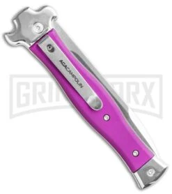 AGA Campolin Zero Violet Leverlock Auto Knife - Bayonet Tumbled -Aga Campolin AGA Campolin Zero Italian Leverlock Automatic Knife Violet G 10 3.75in Tumbled AGA01ALVI LB BHQ 113941 LS Side large