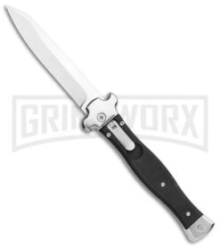 AGA Campolin Zero Smooth Black G-10 Leverlock Auto Knife - Reverse Tanto Plain