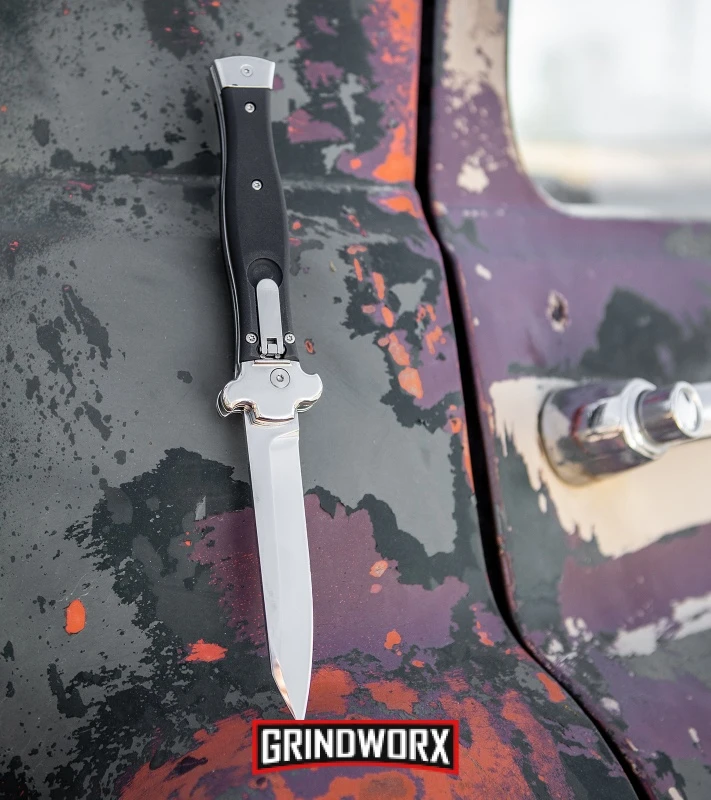 AGA Campolin Zero Smooth Black G-10 Leverlock Auto Knife - Reverse Tanto Plain 7 AGA Campolin Zero Smooth Black G-10 Leverlock Auto Knife - Reverse Tanto Plain - Image 5