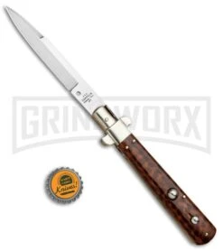 AGA Campolin 11" Frosolone Snake Wood Stiletto Automatic Knife - Bayonet -Aga Campolin AGA Frosolone Snake Nickel 11in Bayo BP 29298 jr bottlecap large