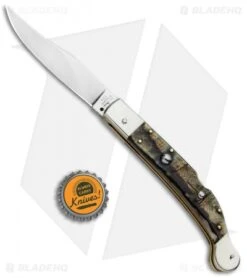 AGA Campolin 9" Sahara Italian Stiletto Automatic Knife Ram Horn (3.8" Mirror) -Aga Campolin Aga Campolin 9in Sahara Italian Stiletto Auto Ram Horn Mirror BHQ 90703 jr bottlecap