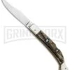 AGA Campolin Sahara Ram Horn Italian Stiletto Automatic Knife - Mirror Plain