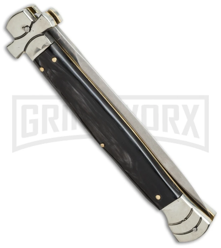 A.G.A. Campolin 11" Maltese Cross Stiletto Dark Horn Automatic Knife - Dagger 4 A.G.A. Campolin 11" Maltese Cross Stiletto Dark Horn Automatic Knife - Dagger - Image 2