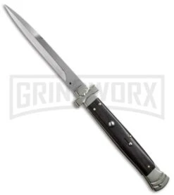 Aga Campolin 28 A.G.A. Campolin 11" Maltese Cross Stiletto Ebony Automatic Knife - Bayonet