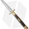 AGA Campolin 13" Bat Swinguard Automatic Knife Brass/Stag Horn (5.75" Dagger) -Aga Campolin aga 13in bat swing brass stag dagger cm
