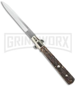 AGA Campolin 13" Italian Frosolone Stag Automatic Knife - Bayonet