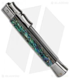 AGA Campolin 13" Bat Swinguard Automatic Knife Abalone (5.75" Dagger) -Aga Campolin aga 13in swing bat abalone dagger ni side cm