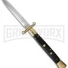 AGA Campolin 13" Stiletto Brass Swinguard Ebony Wood Automatic Knife - Dagger -Aga Campolin aga 13in swing brass ebony dagger cm large