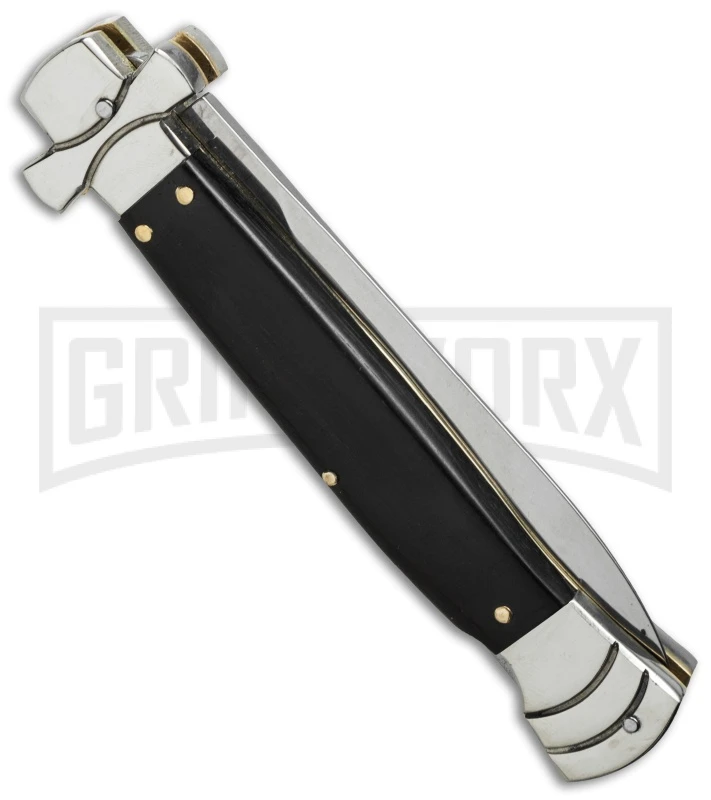 A.G.A. Campolin 9" Maltese Cross Stiletto Ebony Wood Automatic Knife - Dagger 4 A.G.A. Campolin 9" Maltese Cross Stiletto Ebony Wood Automatic Knife - Dagger - Image 2