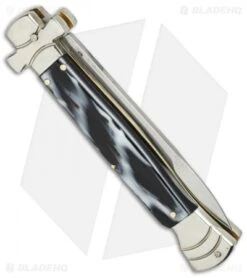 AGA Campolin 9" Maltese Cross Stiletto Automatic Knife Sim Horn (4" Bayonet) -Aga Campolin aga 9in maltese sim horn bayo side cm