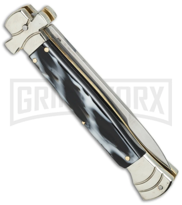 AGA Campolin 9" Maltese Cross Stiletto Sim Horn Automatic Knife - Bayonet 4 AGA Campolin 9" Maltese Cross Stiletto Sim Horn Automatic Knife - Bayonet - Image 2