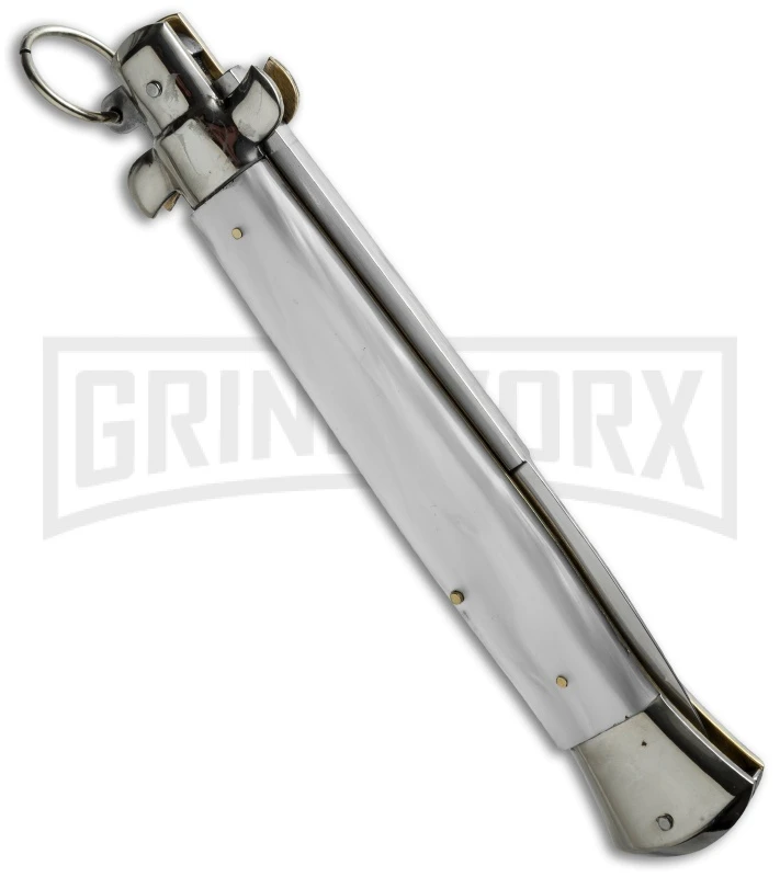 AGA Campolin 15" Italian Stiletto White Ring Pull Automatic Knife - Bayonet 5 AGA Campolin 15" Italian Stiletto White Ring Pull Automatic Knife - Bayonet - Image 3