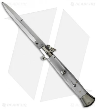 AGA Campolin 15" Ring Pull Automatic Italian Stiletto White (7" Satin Bayo) 3 AGA Campolin 15" Ring Pull Automatic Italian Stiletto White (7" Satin Bayo)