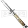 AGA Campolin 9" Italian Stiletto Swinguard Honey Horn Automatic Knife - Bayonet -Aga Campolin aga campolin maniago italy 9in stilleto swinguard honey large