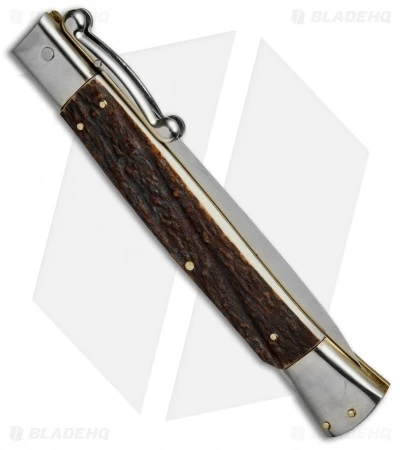 AGA Campolin 13" Swinguard Automatic Knife Stag Horn (5.75" Satin Dagger) 5 AGA Campolin 13" Swinguard Automatic Knife Stag Horn (5.75" Satin Dagger) - Image 3