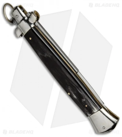 AGA Campolin 15" Ring Pull Automatic Italian Stiletto Dark Horn (7" Satin Bayo) 5 AGA Campolin 15" Ring Pull Automatic Italian Stiletto Dark Horn (7" Satin Bayo) - Image 3