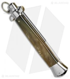 AGA Campolin 15" Ring Pull Automatic Italian Stiletto Honey Horn (7" Satin Bayo) -Aga Campolin aga campolin stilleto 15in honey horn bayo pull ring BP 5029 dl side