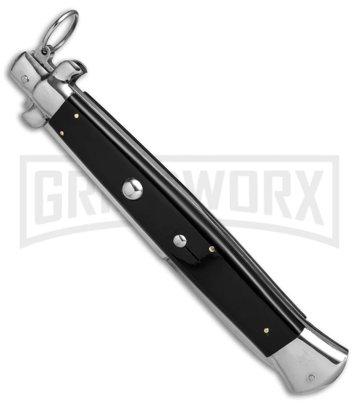 A.G.A. Campolin 18" Italian Stiletto Black Ring Pull Automatic Knife - Bayonet 4 A.G.A. Campolin 18" Italian Stiletto Black Ring Pull Automatic Knife - Bayonet - Image 2