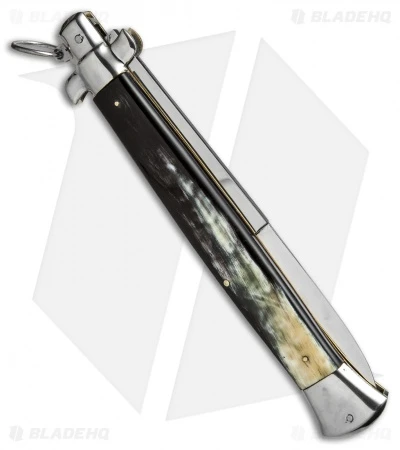 AGA Campolin 18" Ring Pull Automatic Knife Brazilian Horn (8" Satin Bayo) 5 AGA Campolin 18" Ring Pull Automatic Knife Brazilian Horn (8" Satin Bayo) - Image 3