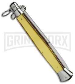 A.G.A. Campolin 18" Italian Stiletto Gold Ring Pull Automatic Knife - Bayo -Aga Campolin aga champolin 18in stiletto gold bayo BP 18400 er side large